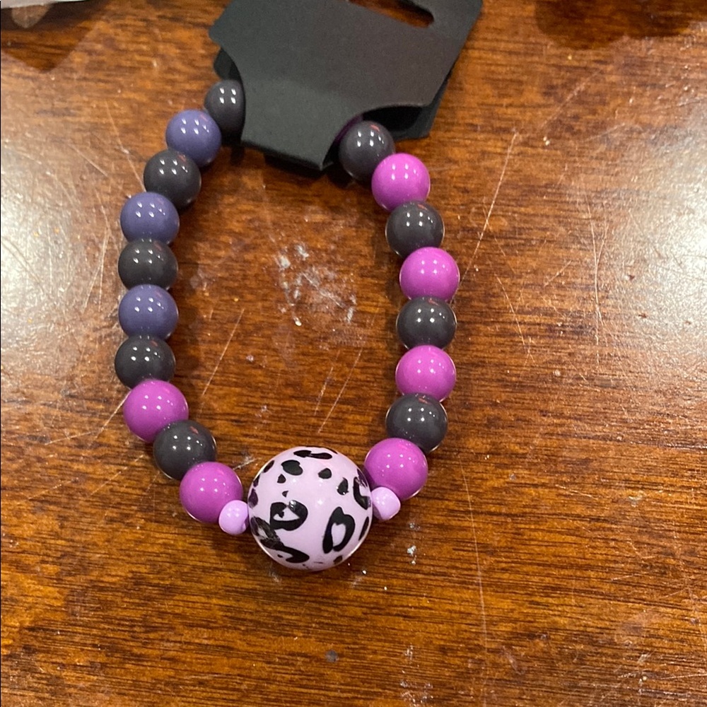 Kids Beaded Bracelet - Pink, Purple, and Black